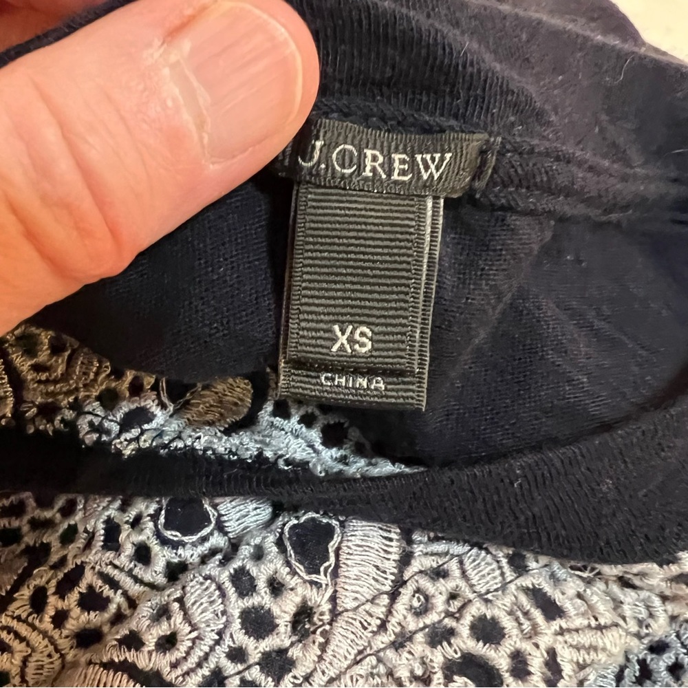 J. Crew top shirt black and white lacey size XS  extra small - Picture 5 of 6